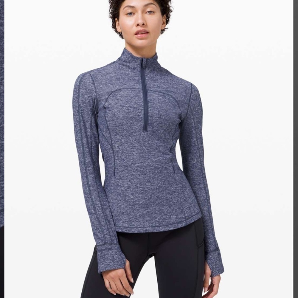 Lululemon Run Briskly 1/2 Zip in Heathered Cadet Blue Sz 4